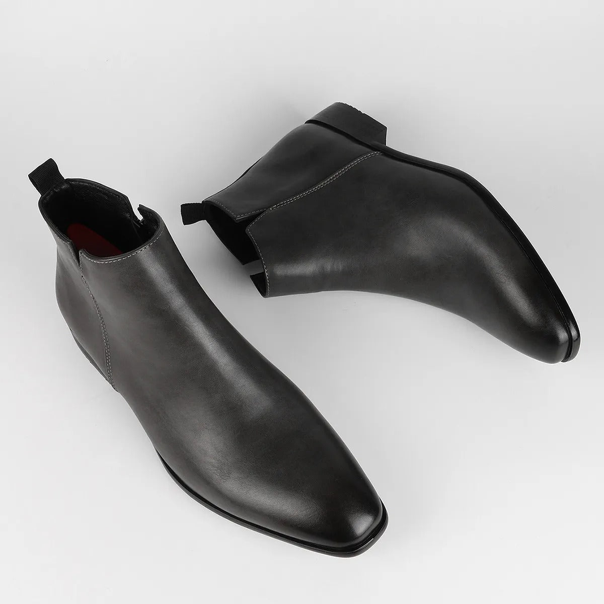 Hombre Botas de Cuero | Cremallera Lateral & Suela Antideslizante | Uso Diario