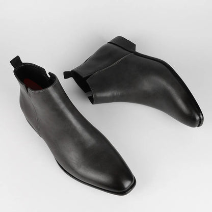Hombre Botas de Cuero | Cremallera Lateral & Suela Antideslizante | Uso Diario
