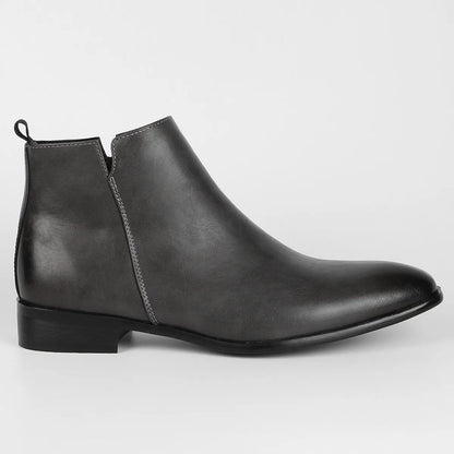 Hombre Botas de Cuero | Cremallera Lateral & Suela Antideslizante | Uso Diario