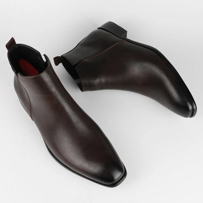 Hombre Botas de Cuero | Cremallera Lateral & Suela Antideslizante | Uso Diario