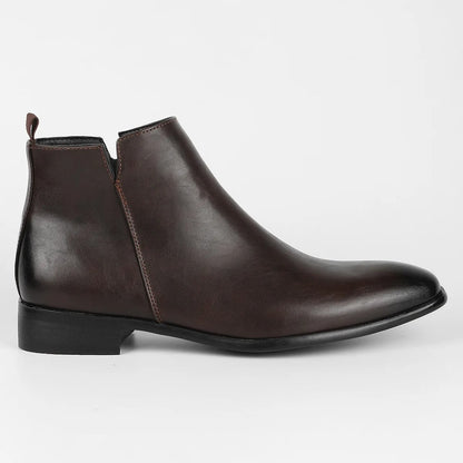 Hombre Botas de Cuero | Cremallera Lateral & Suela Antideslizante | Uso Diario