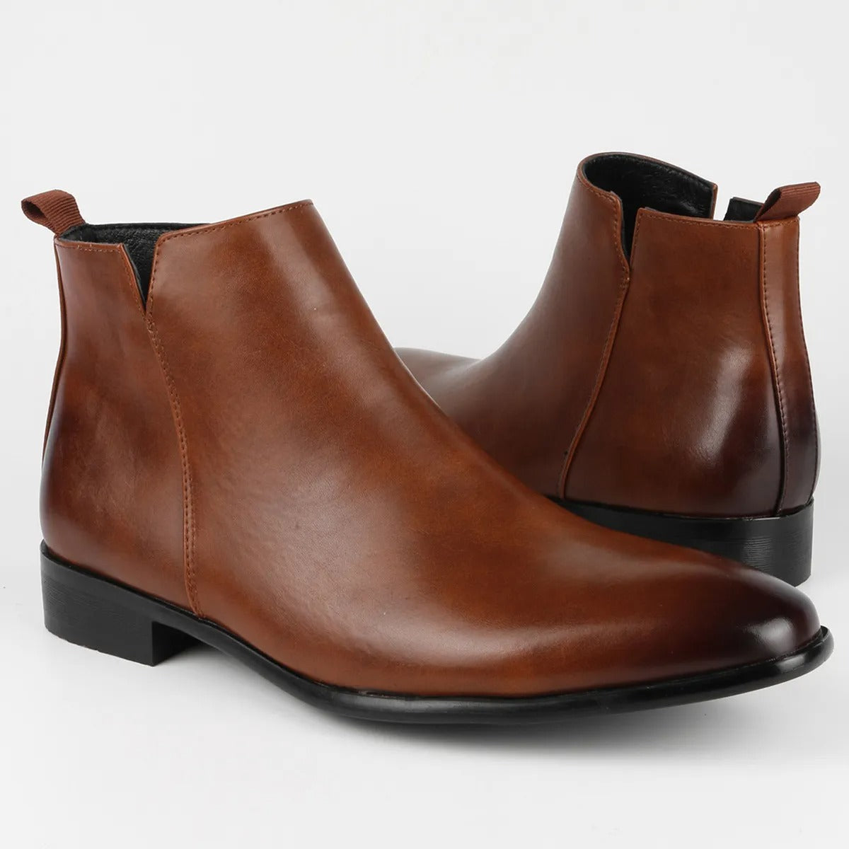 Hombre Botas de Cuero | Cremallera Lateral & Suela Antideslizante | Uso Diario