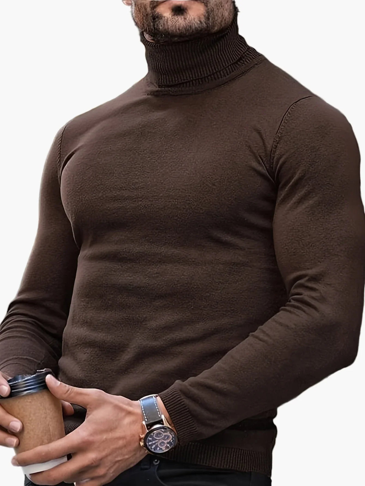 Hombre Jersey de Cuello Alto | Corte Entallado & Tejido Elástico | Otoño e Invierno