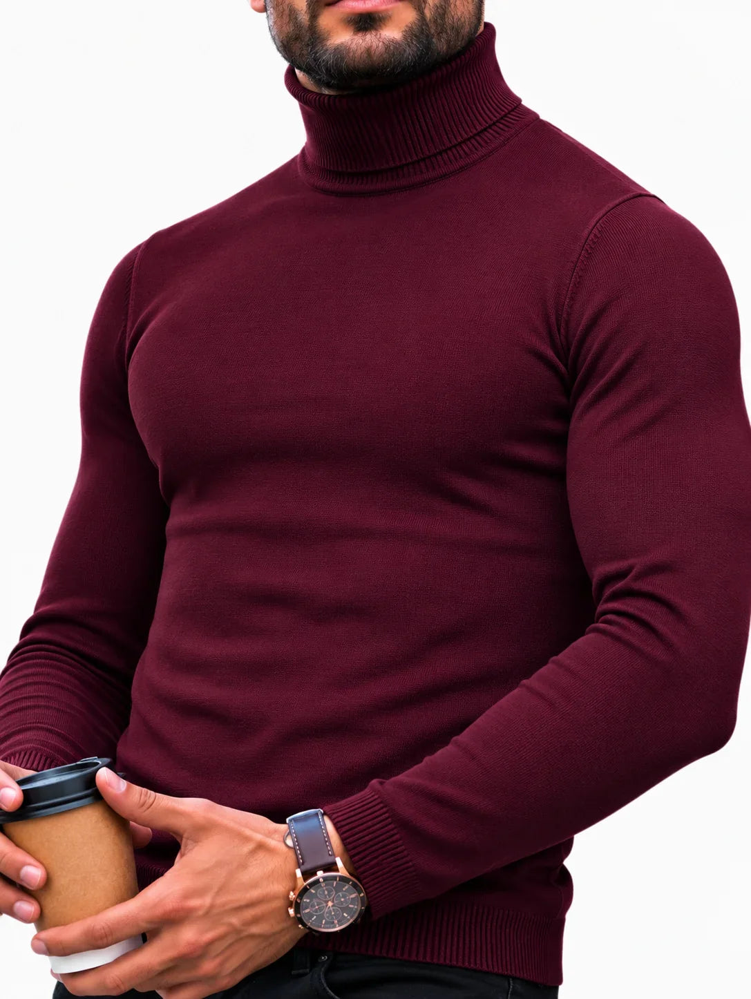 Hombre Jersey de Cuello Alto | Corte Entallado & Tejido Elástico | Otoño e Invierno