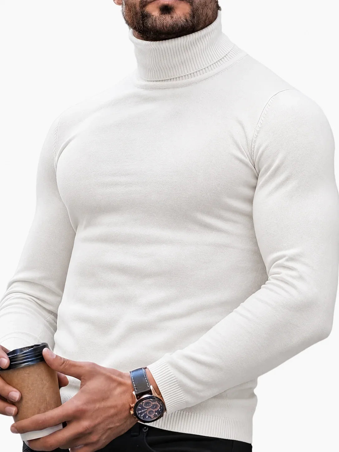 Hombre Jersey de Cuello Alto | Corte Entallado & Tejido Elástico | Otoño e Invierno
