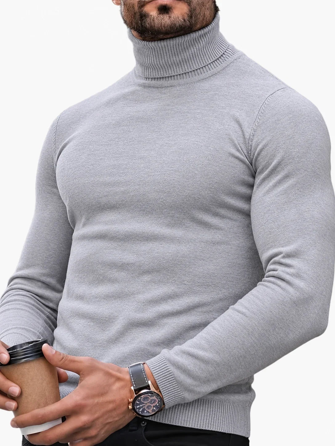 Hombre Jersey de Cuello Alto | Corte Entallado & Tejido Elástico | Otoño e Invierno