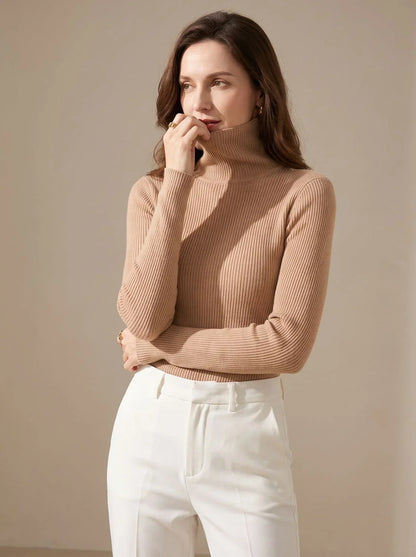 Mujer Jersey de Cuello Alto de Punto | Acanalado & Corte Entallado | Otoño e Invierno