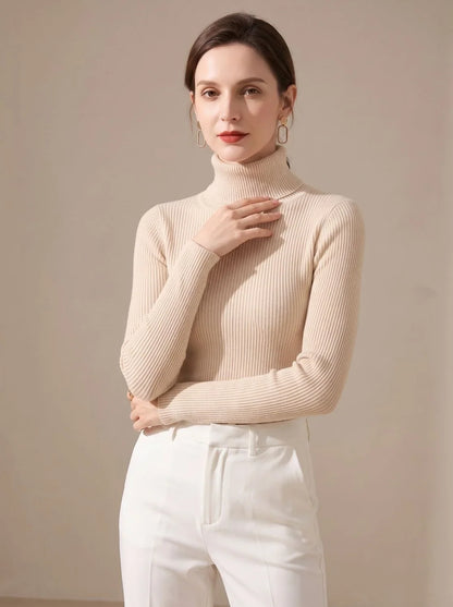 Mujer Jersey de Cuello Alto de Punto | Acanalado & Corte Entallado | Otoño e Invierno