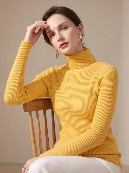 Mujer Jersey de Cuello Alto de Punto | Acanalado & Corte Entallado | Otoño e Invierno