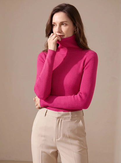 Mujer Jersey de Cuello Alto de Punto | Acanalado & Corte Entallado | Otoño e Invierno