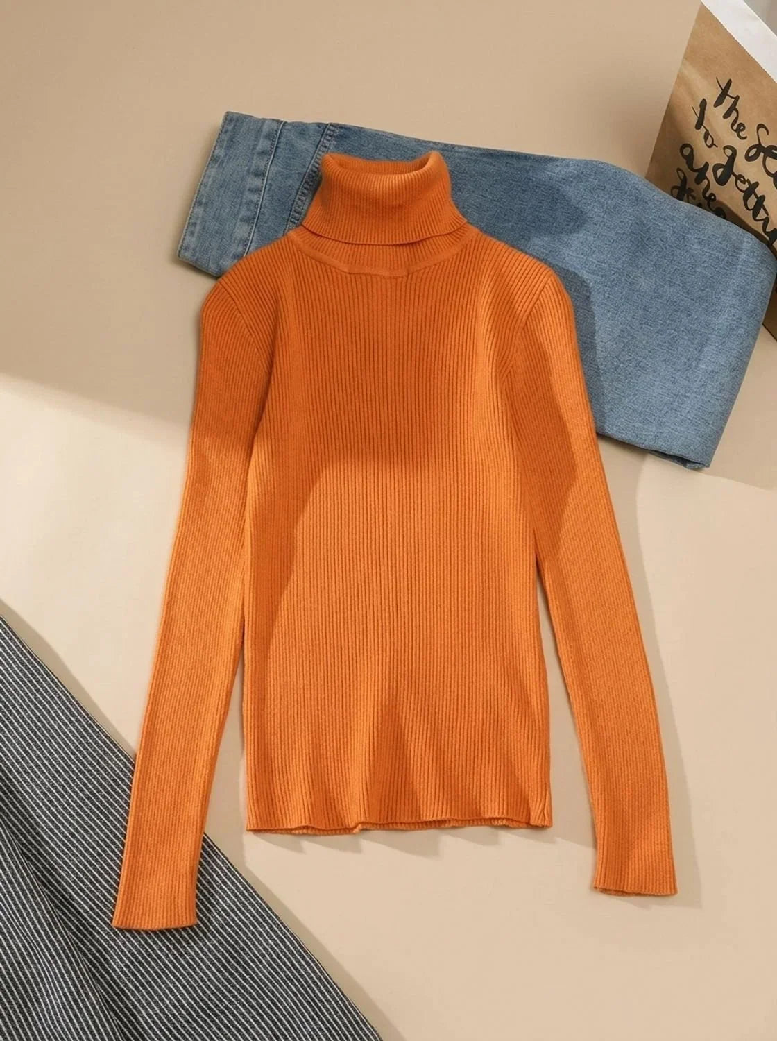 Mujer Jersey de Cuello Alto de Punto | Acanalado & Corte Entallado | Otoño e Invierno