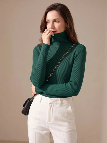 Mujer Jersey de Cuello Alto de Punto | Acanalado & Corte Entallado | Otoño e Invierno