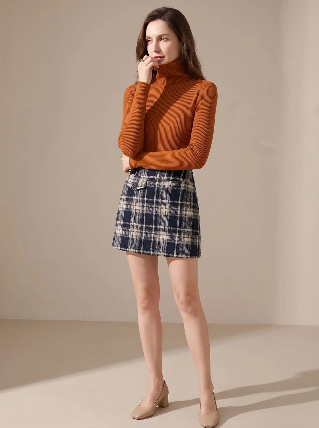Mujer Jersey de Cuello Alto de Punto | Acanalado & Corte Entallado | Otoño e Invierno