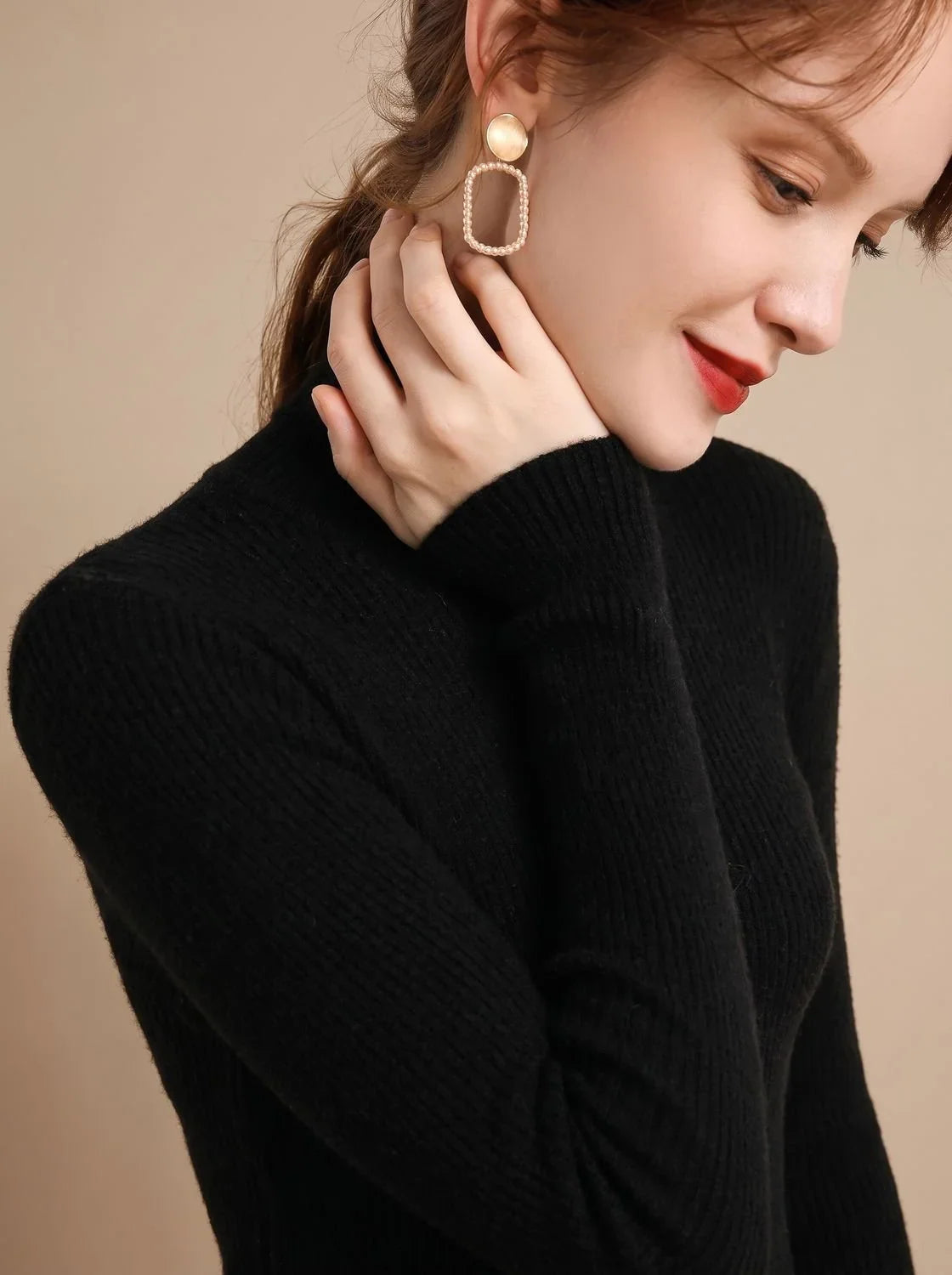 Mujer Jersey de Cuello Alto de Punto | Acanalado & Corte Entallado | Otoño e Invierno
