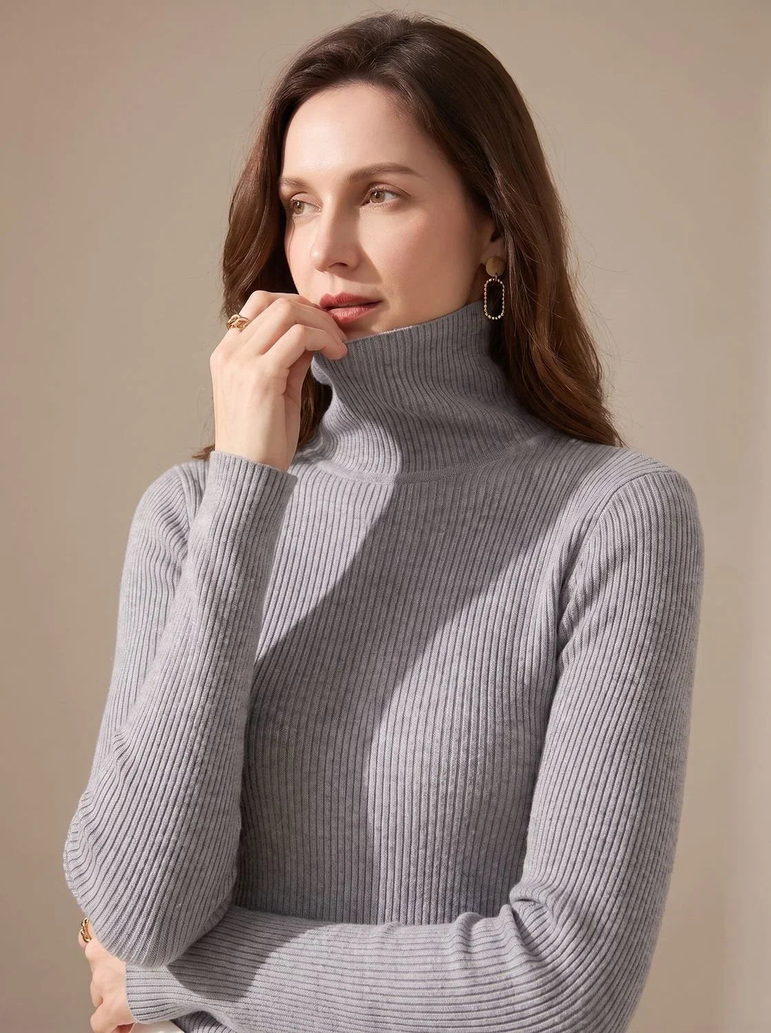 Mujer Jersey de Cuello Alto de Punto | Acanalado & Corte Entallado | Otoño e Invierno