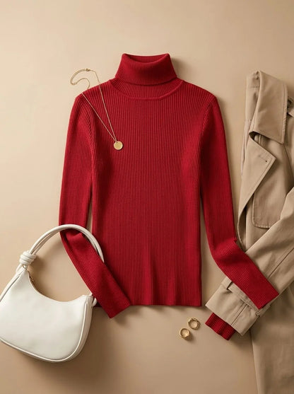 Mujer Jersey de Cuello Alto de Punto | Acanalado & Corte Entallado | Otoño e Invierno