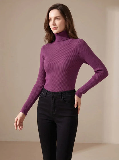 Mujer Jersey de Cuello Alto de Punto | Acanalado & Corte Entallado | Otoño e Invierno