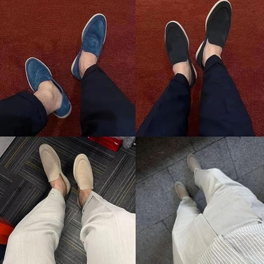 Hombre Mocasines de Cuero | Diseño sin Cordones & Costuras Sutiles | Uso Diario