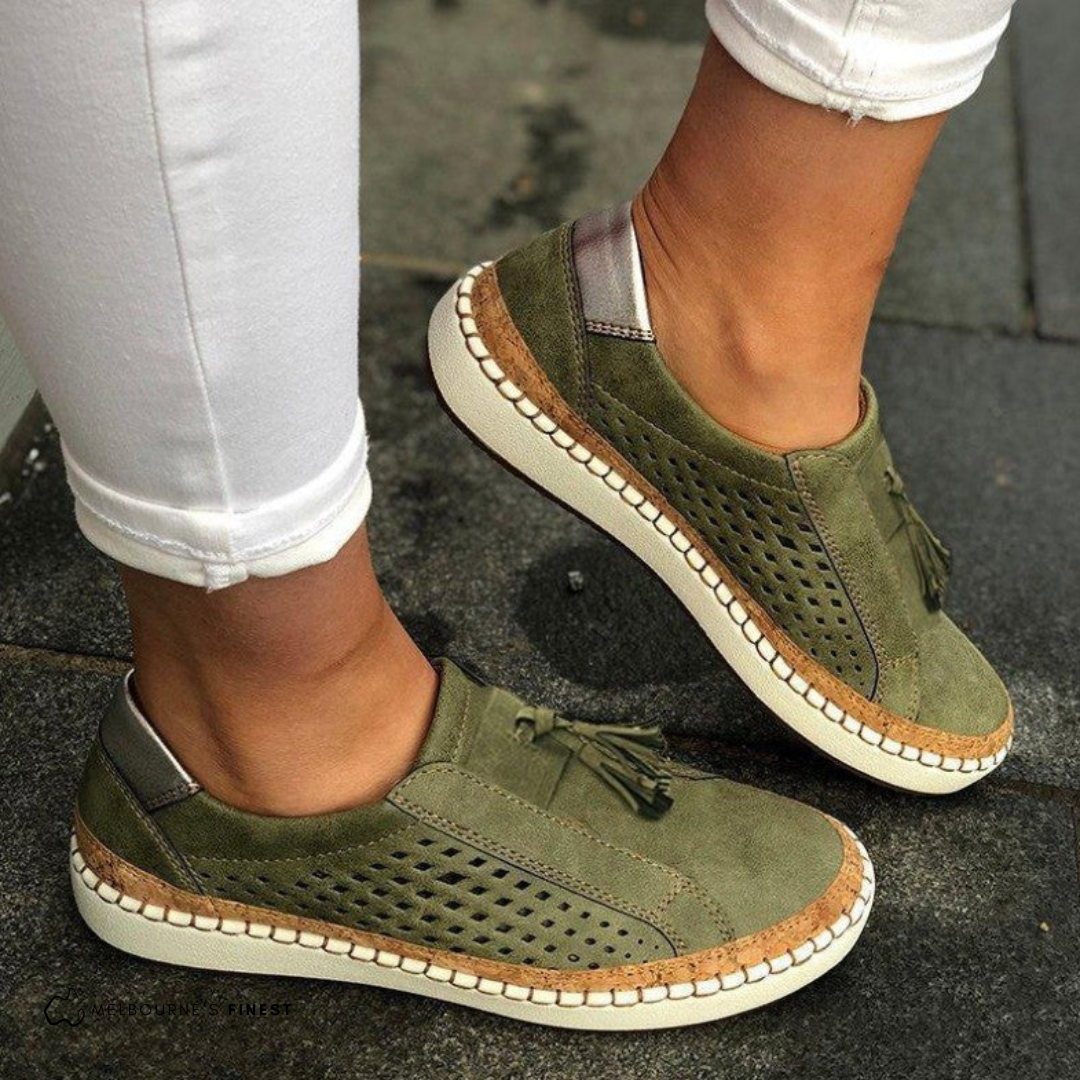 Zapatillas sin cordones para mujer | Diseño perforado y transpirable