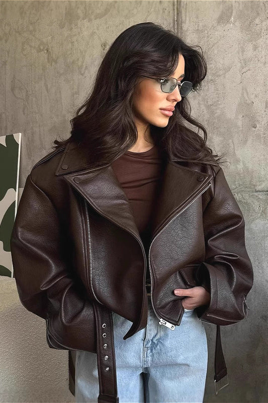 Mujer Chaqueta Oversized | Cierre de Cremallera Asimétrica & Solapas Anchas | Otoño e Invierno