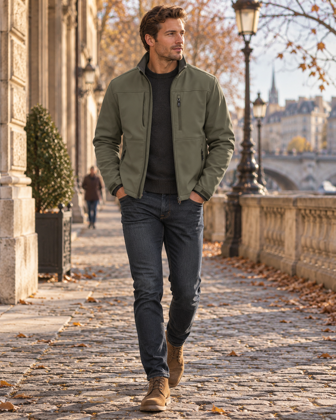 Hombre Chaqueta Softshell | Forro Polar & Impermeable | Uso Diario