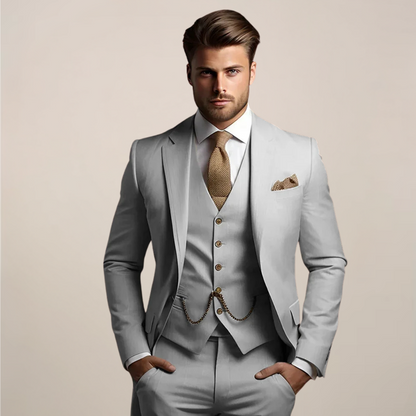Hombre Traje de Tres Piezas | Tejido Transpirable & Corte Entallado | Fiesta y Noche