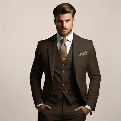 Hombre Traje de Tres Piezas | Tejido Transpirable & Corte Entallado | Fiesta y Noche