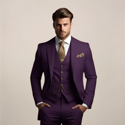 Hombre Traje de Tres Piezas | Tejido Transpirable & Corte Entallado | Fiesta y Noche