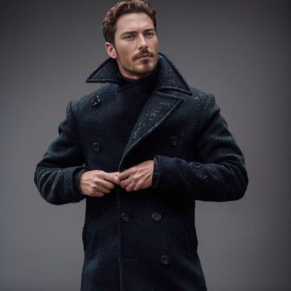Hombre Abrigo Cruzado de Invierno | Doble Botonadura & Cuello de Solapa | Otoño e Invierno