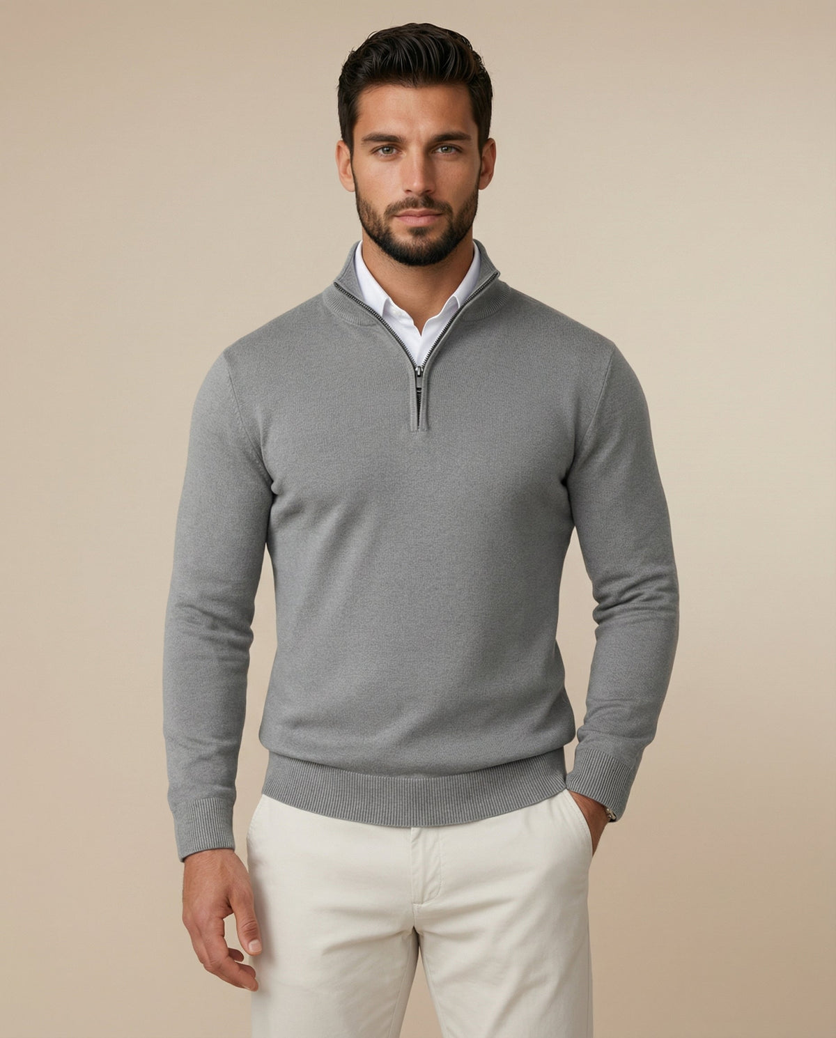 Hombre Jersey con Cremallera | Cuello Estructurado & Corte Regular | Otoño e Invierno