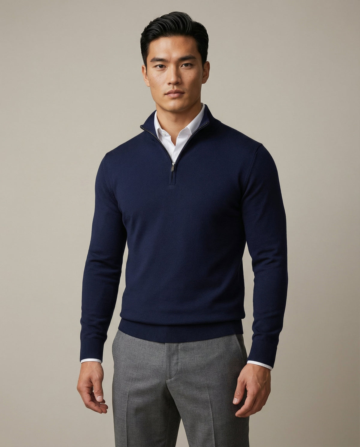 Hombre Jersey con Cremallera | Cuello Estructurado & Corte Regular | Otoño e Invierno