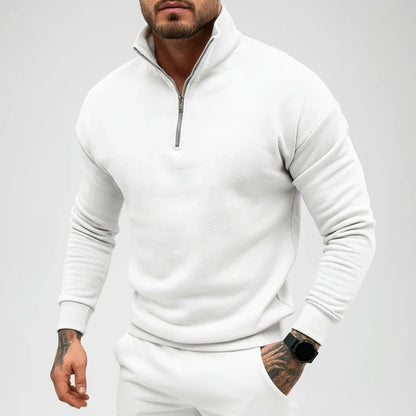 Hombre Jersey de Punto con Media Cremallera | Mezcla de Algodón & Cuello Alto | Uso Diario