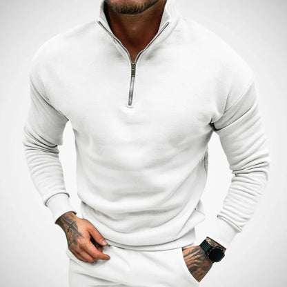 Hombre Jersey de Punto con Media Cremallera | Mezcla de Algodón & Cuello Alto | Uso Diario