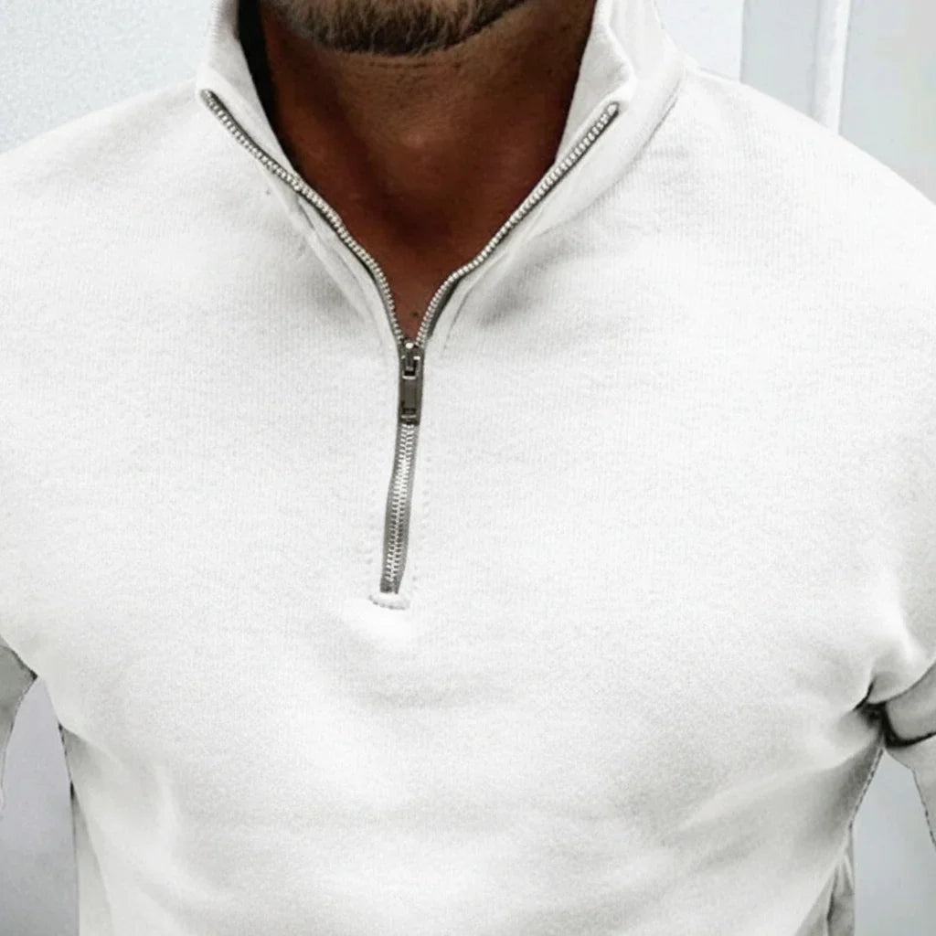 Hombre Jersey de Punto con Media Cremallera | Mezcla de Algodón & Cuello Alto | Uso Diario