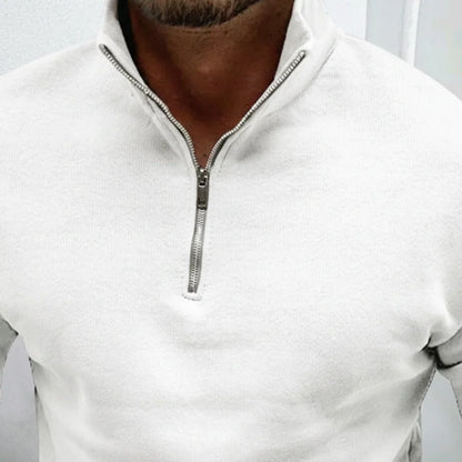 Hombre Jersey de Punto con Media Cremallera | Mezcla de Algodón & Cuello Alto | Uso Diario