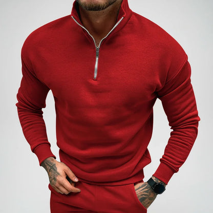 Hombre Jersey de Punto con Media Cremallera | Mezcla de Algodón & Cuello Alto | Uso Diario