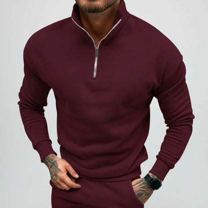 Hombre Jersey de Punto con Media Cremallera | Mezcla de Algodón & Cuello Alto | Uso Diario