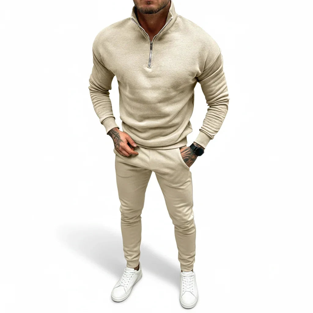 Hombre Jersey de Punto con Media Cremallera | Mezcla de Algodón & Cuello Alto | Uso Diario