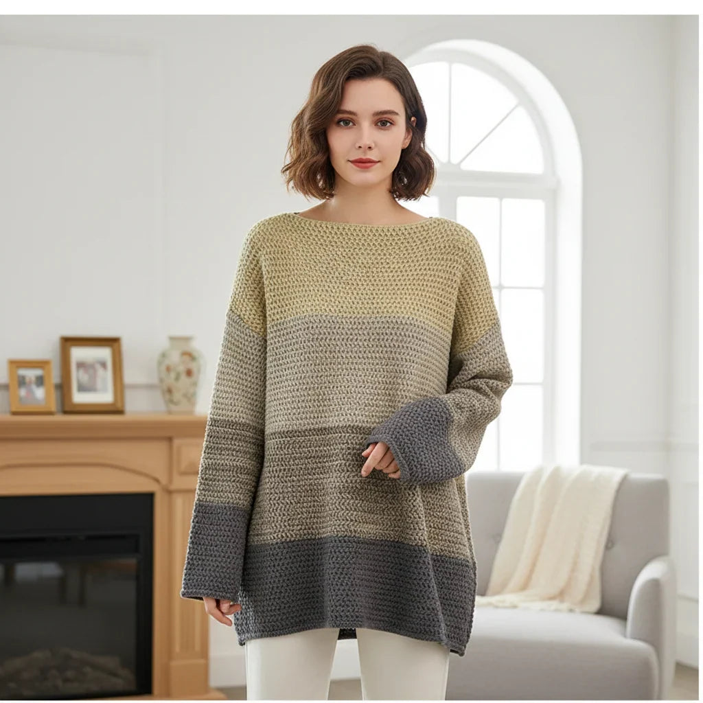 Mujer Jersey de Punto Oversize | Patchwork & Manga Larga | Otoño e Invierno