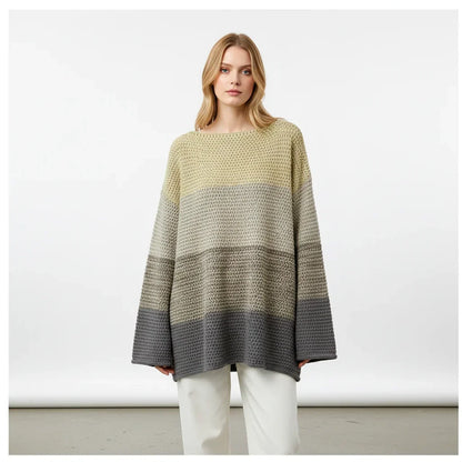 Mujer Jersey de Punto Oversize | Patchwork & Manga Larga | Otoño e Invierno