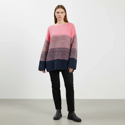 Mujer Jersey de Punto Oversize | Patchwork & Manga Larga | Otoño e Invierno