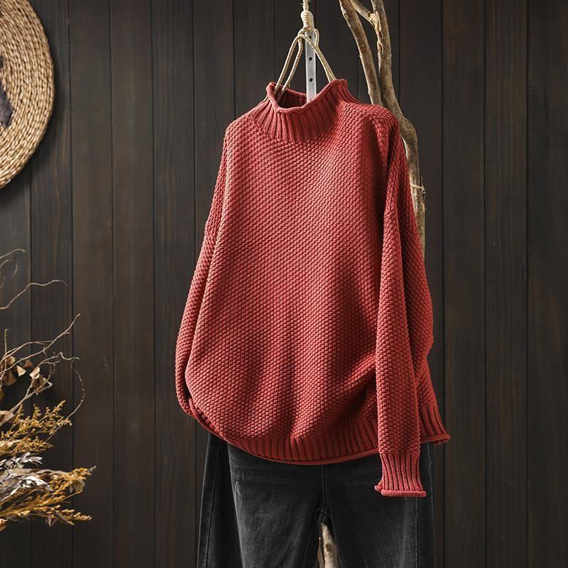 Mujer Jersey de Punto | Lana y Algodón & Cuello Redondo | Otoño e Invierno