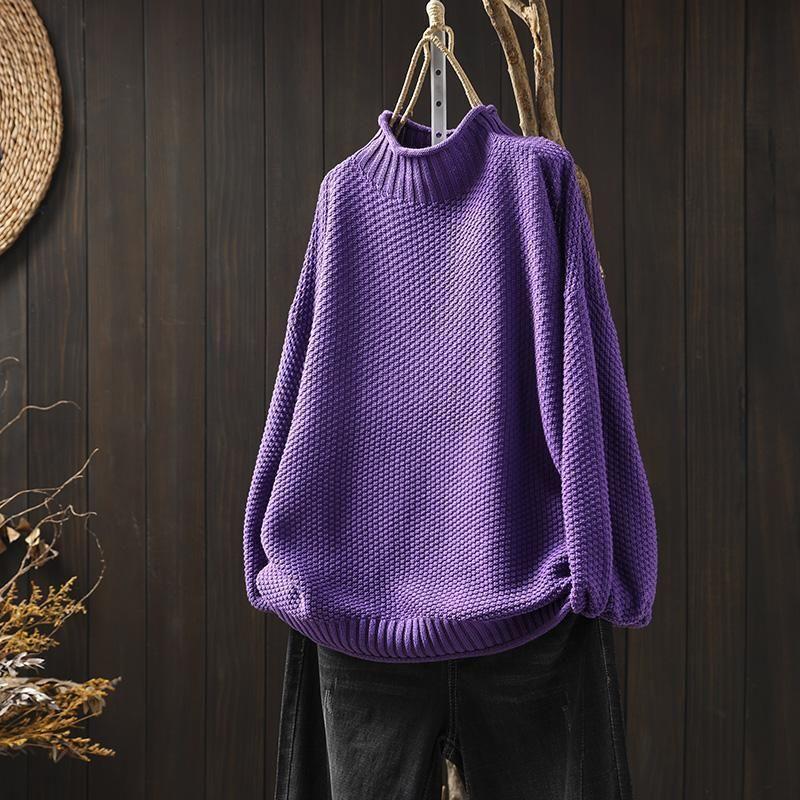 Mujer Jersey de Punto | Lana y Algodón & Cuello Redondo | Otoño e Invierno