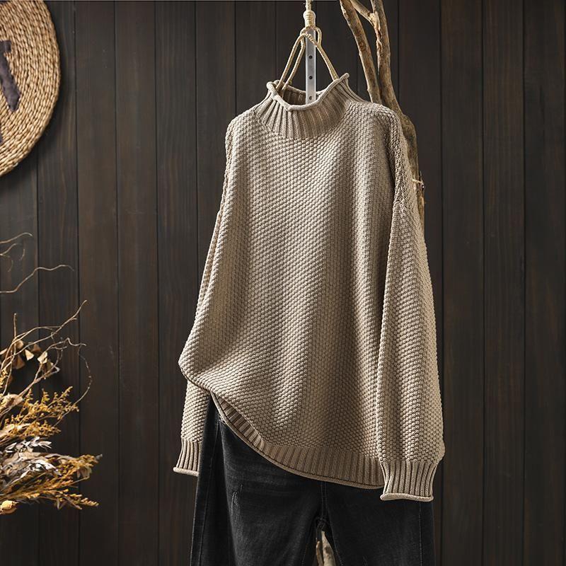 Mujer Jersey de Punto | Lana y Algodón & Cuello Redondo | Otoño e Invierno