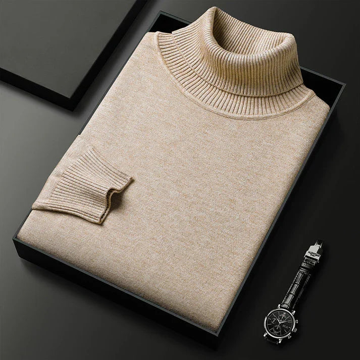 Hombre Jersey de Cuello Alto | Tejido Elástico & Corte Regular | Uso Diario