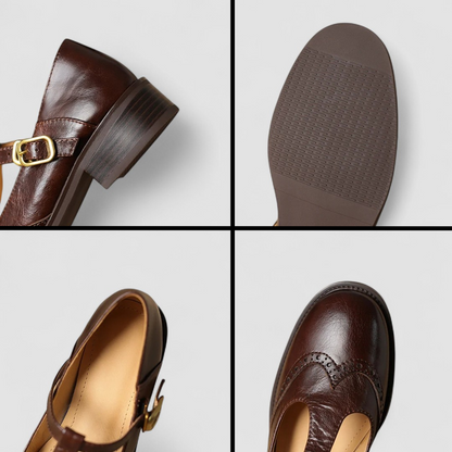 Elegante zapato Mary Jane de tacón bajo | Hebilla ajustable