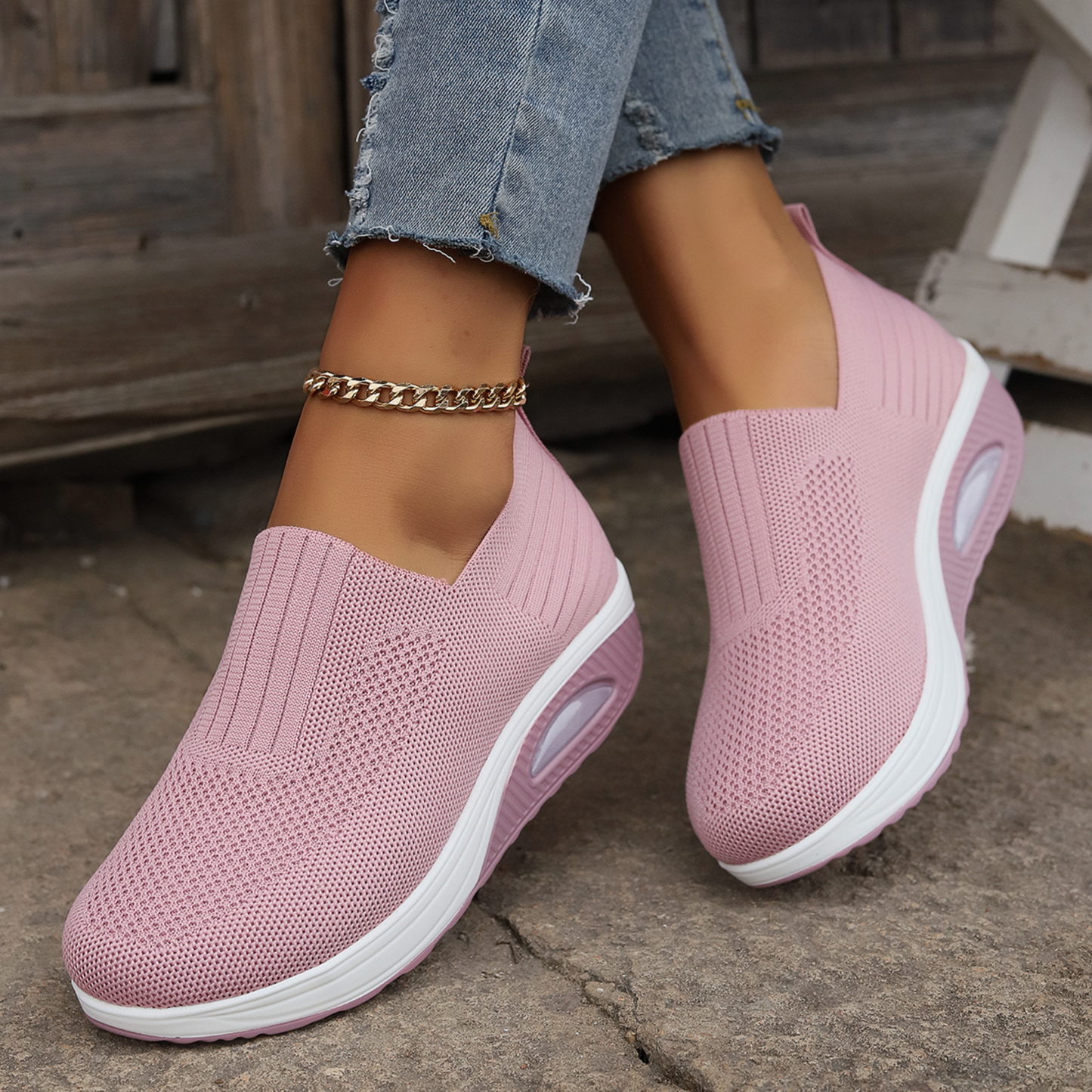 Zapatillas sin cordones para mujer | Suela amortiguadora y ajuste cómodo