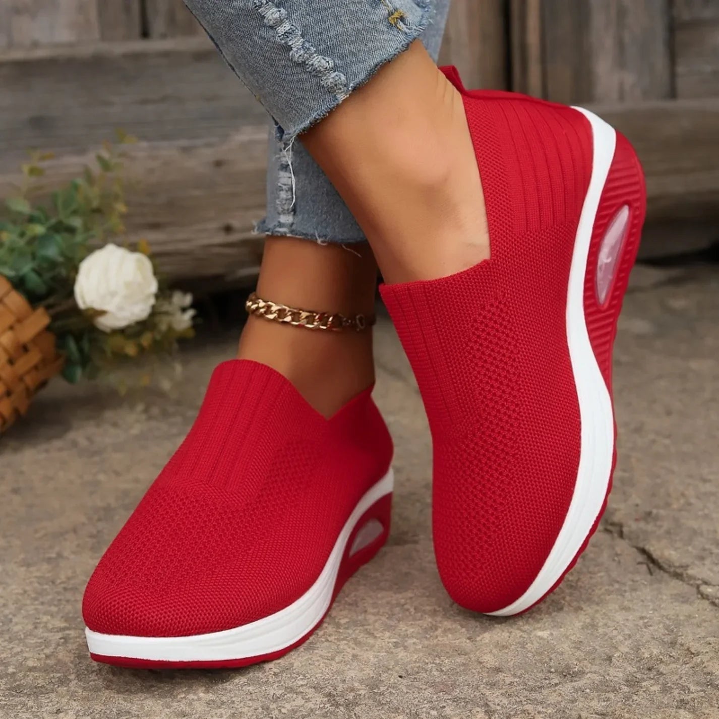 Zapatillas sin cordones para mujer | Suela amortiguadora y ajuste cómodo