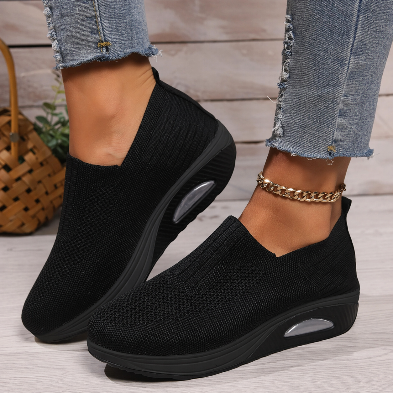 Zapatillas sin cordones para mujer | Suela amortiguadora y ajuste cómodo