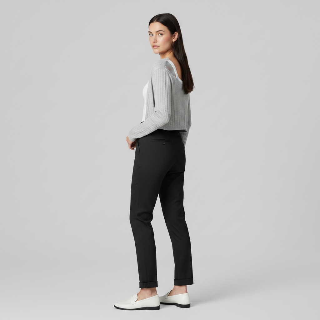 Pantalón de traje mujer talle alto ceñido oficina